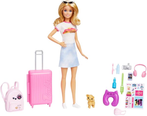 Barbie Anziehpuppe »Reiseset mit Hündchen & Urlaubs-Zubehör«