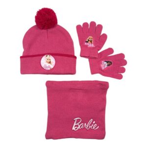 Barbie Bommelmütze Barbie Set Kinder Herbst 3tlg Set Wintermütze Snood plus Handschuhe Gr. 54