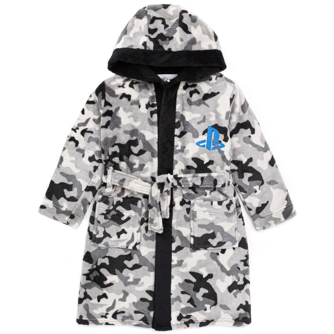 Playstation Childrens/Kids Camo Spiel Hausmantel 9-10 Years grau/schwarz