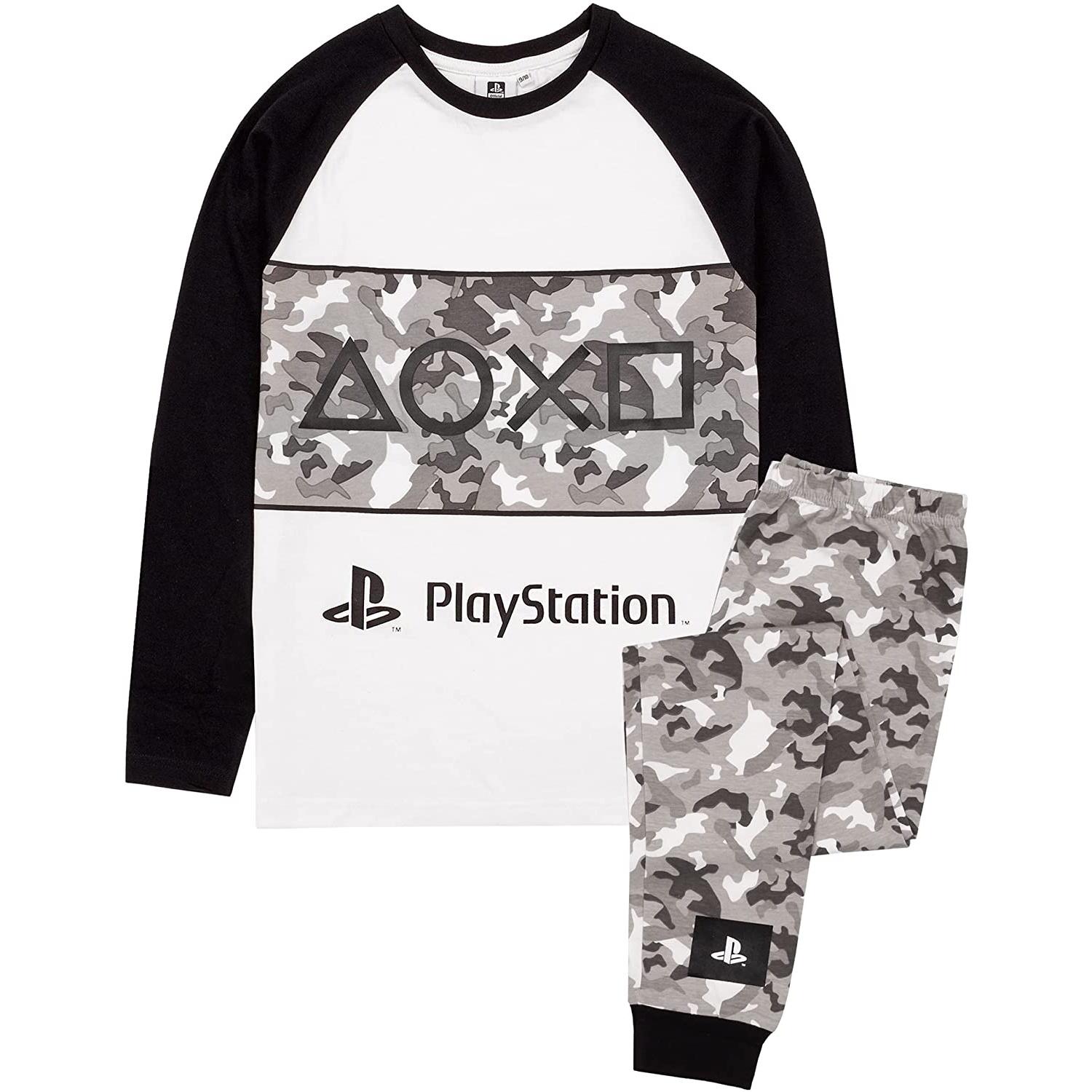 Playstation Boys Gaming Camo Pyjama-Set 11-12 schwarz/grau