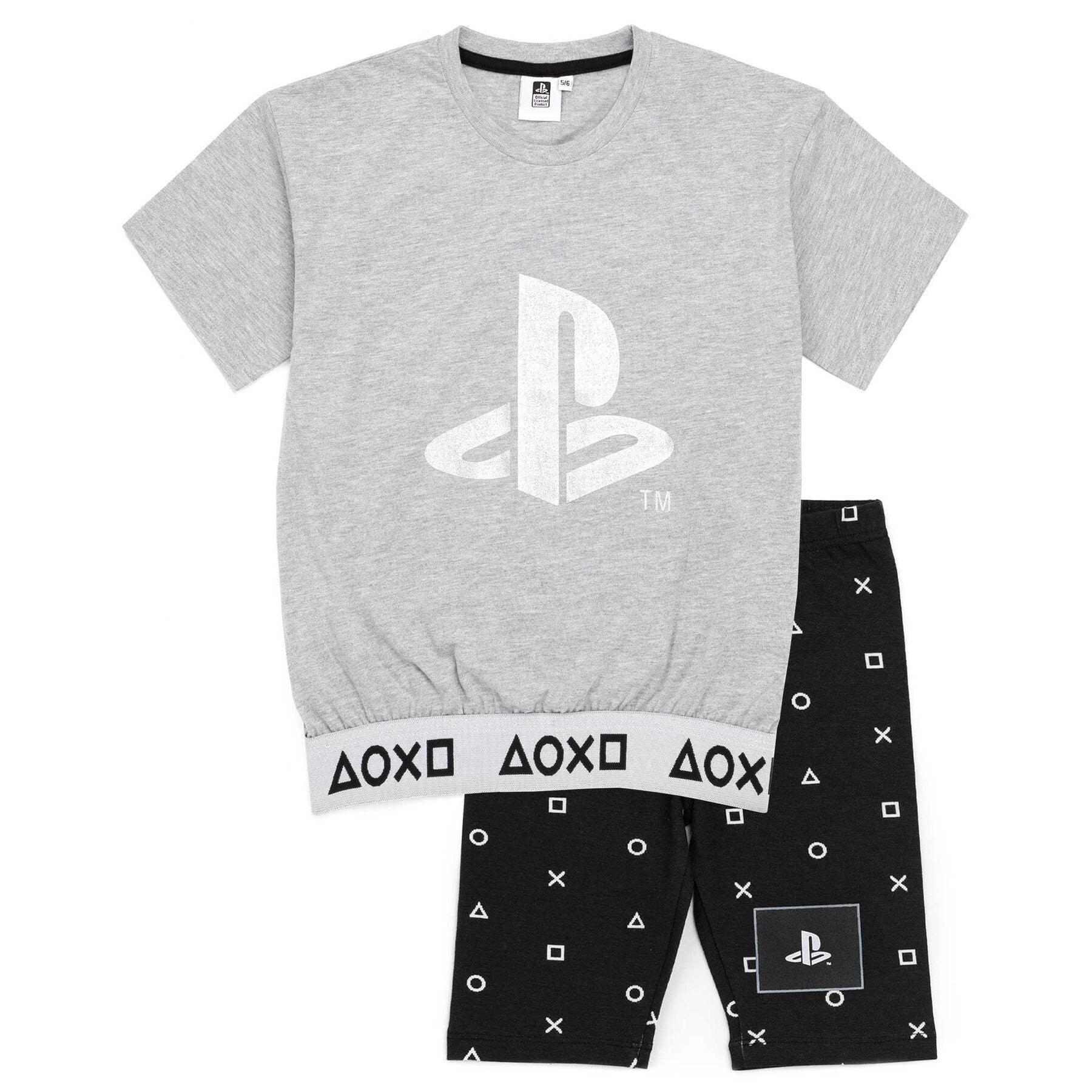 Playstation-Mädchen-Pyjama-Set 7-8 Years grau/schwarz