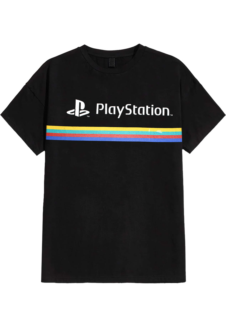 Playstation - Color Stripe Logo - T-Shirt - Schwarz - M - 100% Baumwolle,Jersey