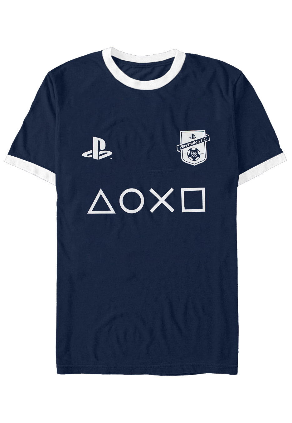 Playstation - FC Club Logo With Icons Navy - T-Shirt - Blau - M - 100% Baumwolle,Jersey
