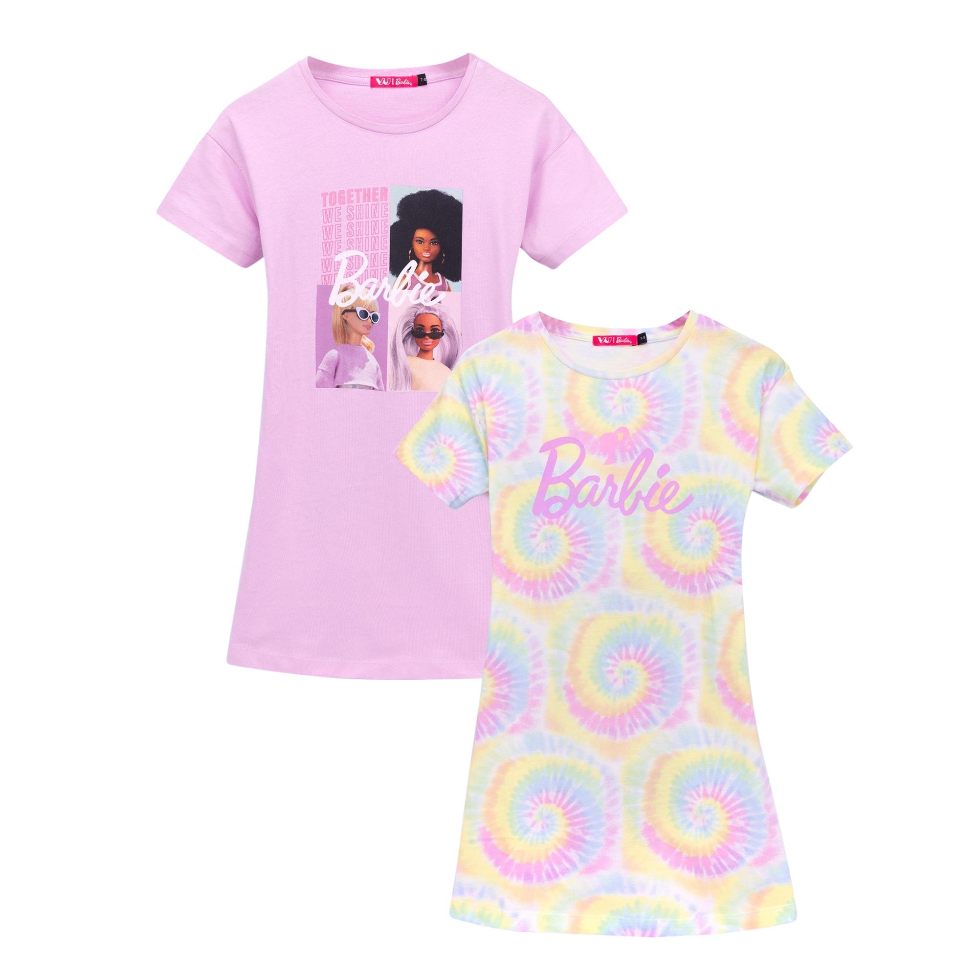 Barbie T-Shirt-Kleid mit offenem Rücken für Mädchen (Packung mit 2) 7-8 Years schwarz Barbie T-Shirt-Kleid mit offenem Rücken für Mädchen (Packung mit 2) 7-8 Years schwarz