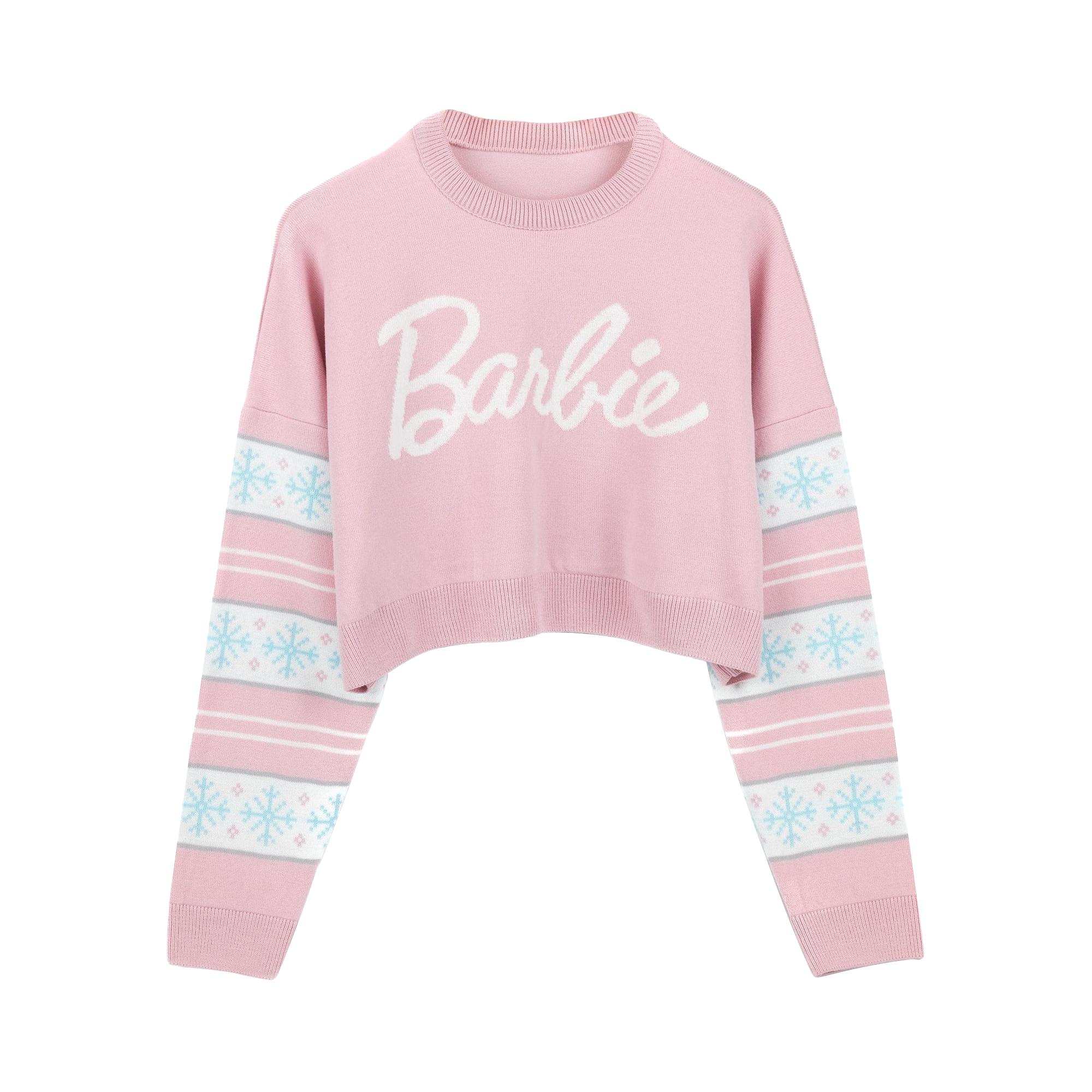 Barbie Damen-/Damen-Logo-Kurzpullover M rosa/weiß
