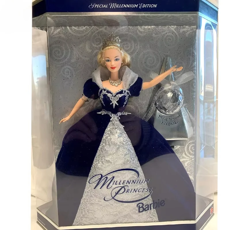 Original Holiday Barbie Millennium Princess 1999, blondes Haar mit einer Krone, edles Kleid, Vintage-Puppe für Mädchenspielzeug, Sonderausgabe Original Holiday Barbie Millennium Princess 1999