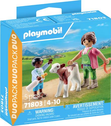 Playmobil® DUOPACK Bäuerin mit Kind und Kalb 71803