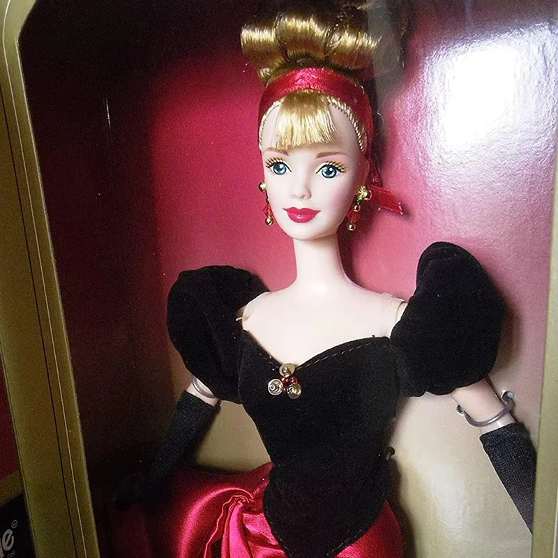 Original Barbie Vintage Puppen Winter Splendor Avon 1998 Blondes Haar Schwarz & Rot Kleid Handschuhe Kleid Spielzeug für Mädchen Sonderausgabe Original Barbie Vintage Puppen Winter Splendor Avon 1998 Blondes Haar Schwarz & Rot Kleid Handschuhe Kleid Spielzeug für Mädchen Sonderausgabe