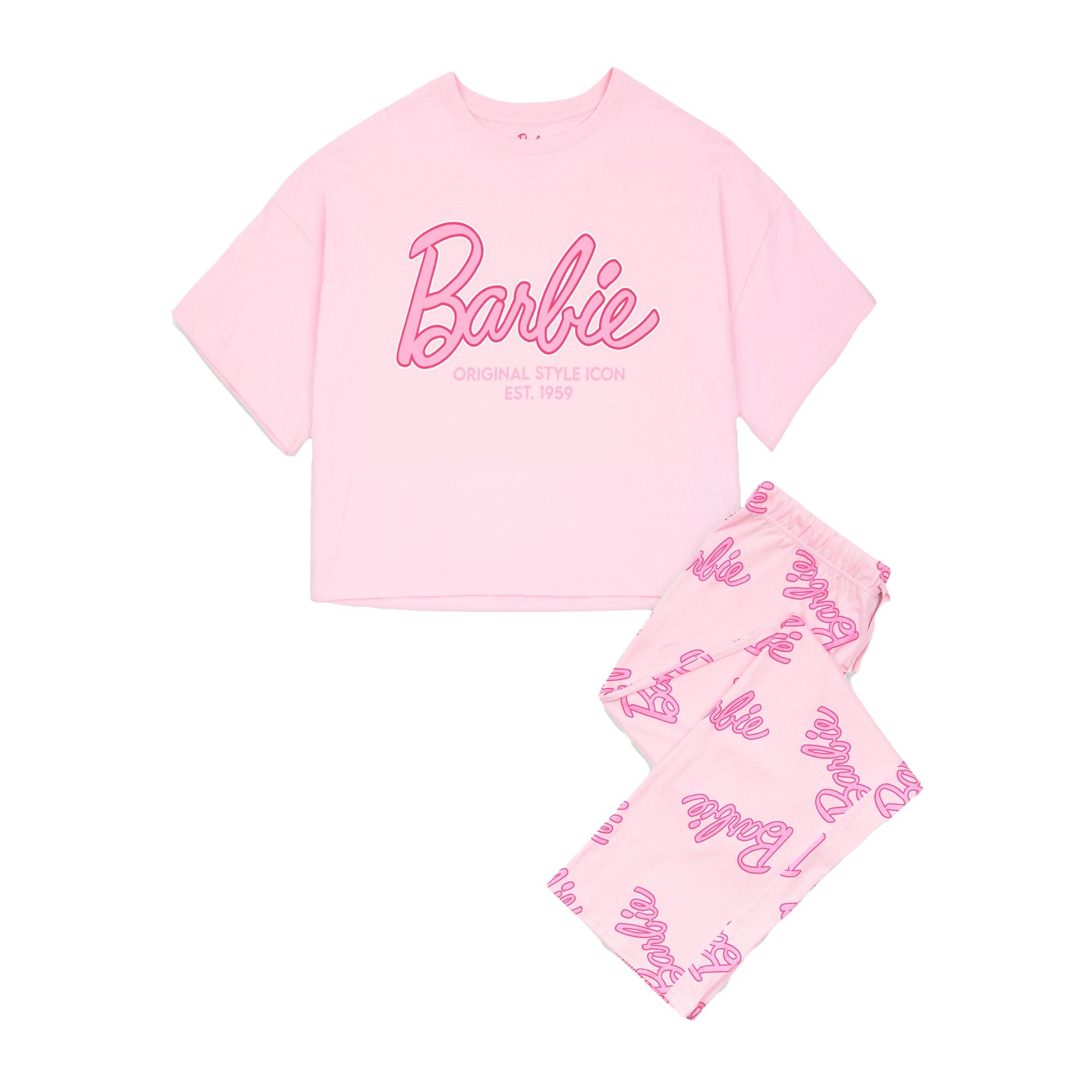 Barbie Damen-/Damen-Pyjama-Set mit Logo M rosa