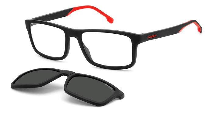 Carrera Herren CA 8057/CS 003/M9 Sonnenbrillen Plastik Schwarz-undurchsichtig Grau Quadratisch Polarisiert Clip-on
