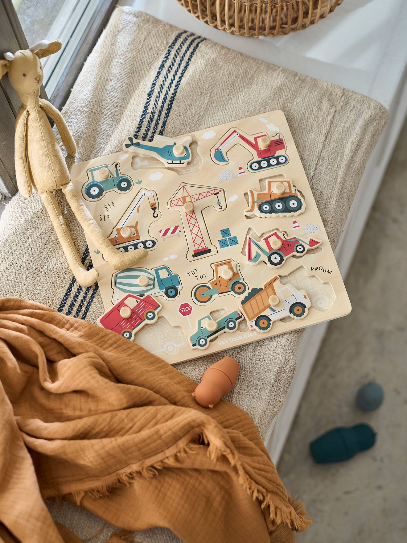 Baby Steckpuzzle mit Baustelle Holz FSC®