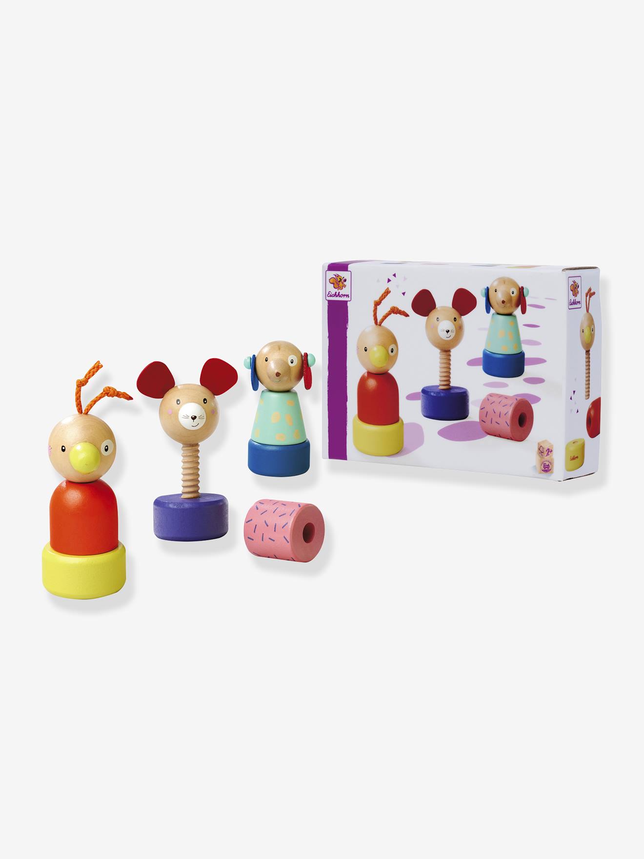 3er-Set Kinder Schraubfiguren Eichhorn Holz
