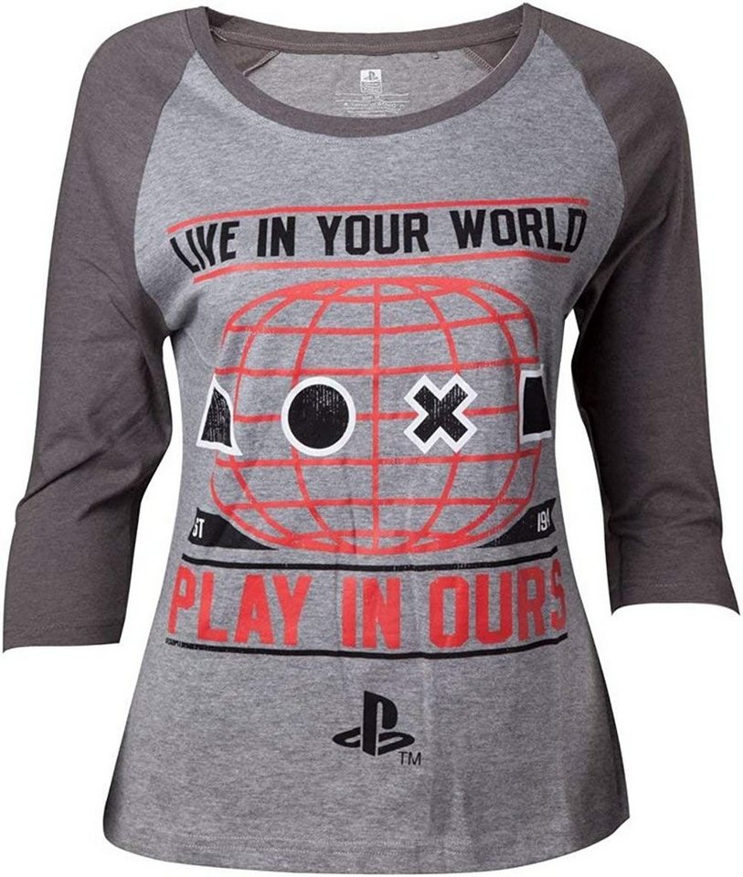 Playstation Langarmshirt PLAYSTATION Langarm T-Shirt Mädchen + Damen Lomgsleeve Hellgrau meliert S M L XL XXL Playstation Langarmshirt PLAYSTATION Langarm T-Shirt Mädchen + Damen Lomgsleeve Hellgrau meliert S M L XL XXL