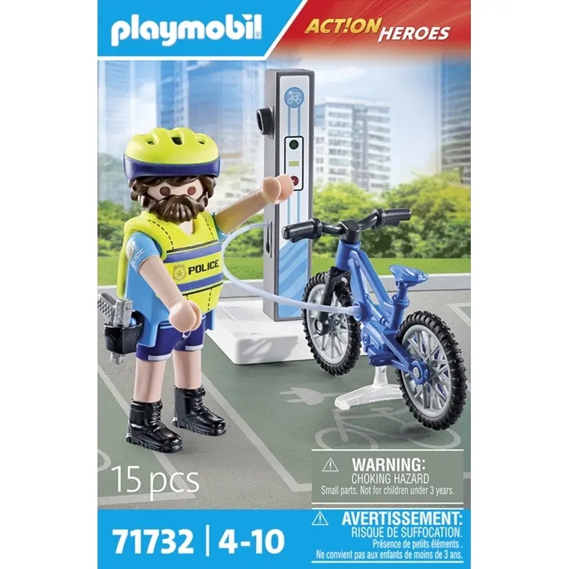 Polizeisimulation Spiel mit Fahrrad und Station Playmobil