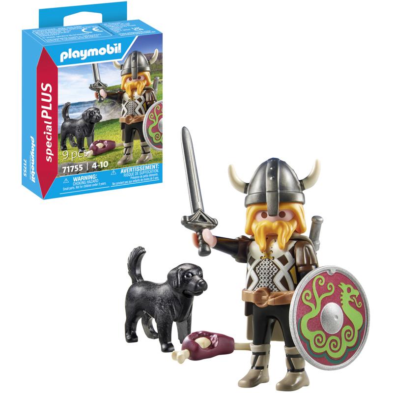 Wikingerfigur mit Schild, Waffe + Hund Playmobil