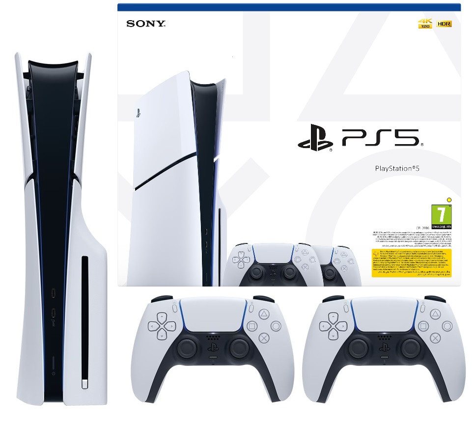 Playstation PlayStation 5 Slim Konsole Disk Edition + 2 Controller Bundle 1TB, mit CD Laufwerk Disc Playstation PlayStation 5 Slim Konsole Disk Edition + 2 Controller Bundle 1TB, mit CD Laufwerk Disc