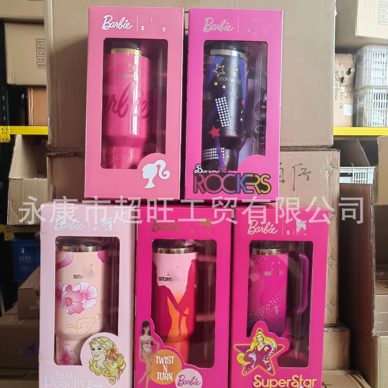 New Barbie Water Cup Bottle Handle Straw Lid Stainless Steel 40oz Vacuum Insulated Car Mug Stainless Steel Tibial Cup Gifts