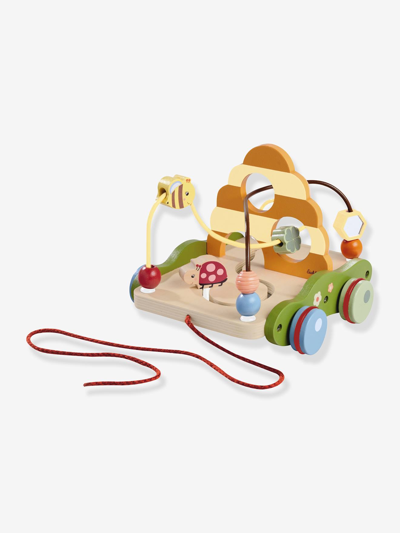 Baby Nachzieh-Motorikwagen Bee Happy Eichhorn Holz