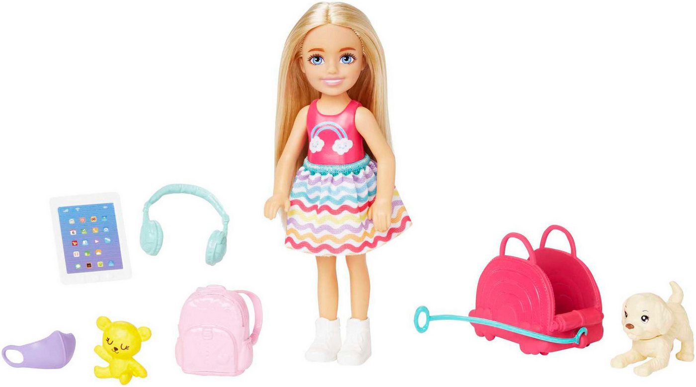 Barbie Anziehpuppe Dreamhouse Adventures, Chelsea Reiseset, mit Hündchen und Accessoires Barbie Anziehpuppe Dreamhouse Adventures