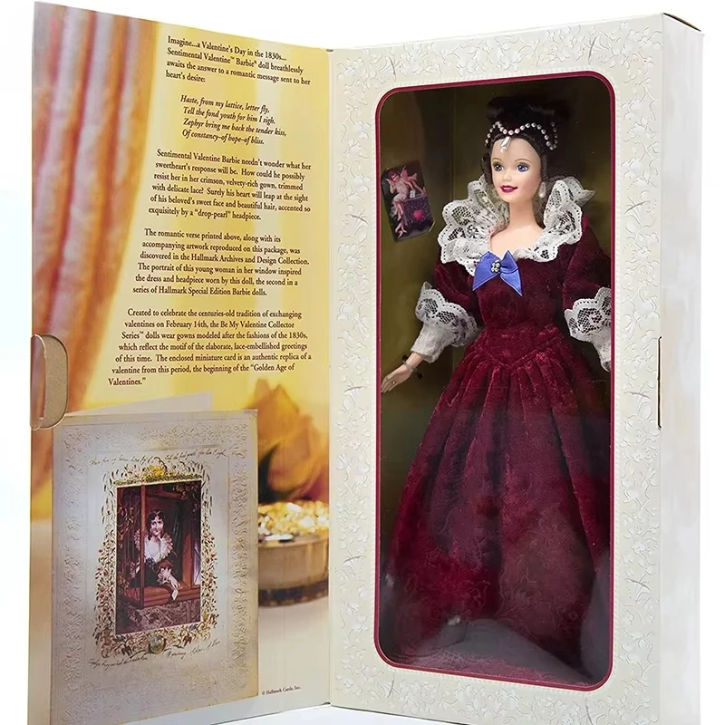 Original Barbie Sentimental Be My Valentine Doll Series 1996, burgunderroter Samtrock, Sonderausgabe, limitierte Mädchenspielzeugkollektion Original Barbie Sentimental Be My Valentine Doll Series 1996