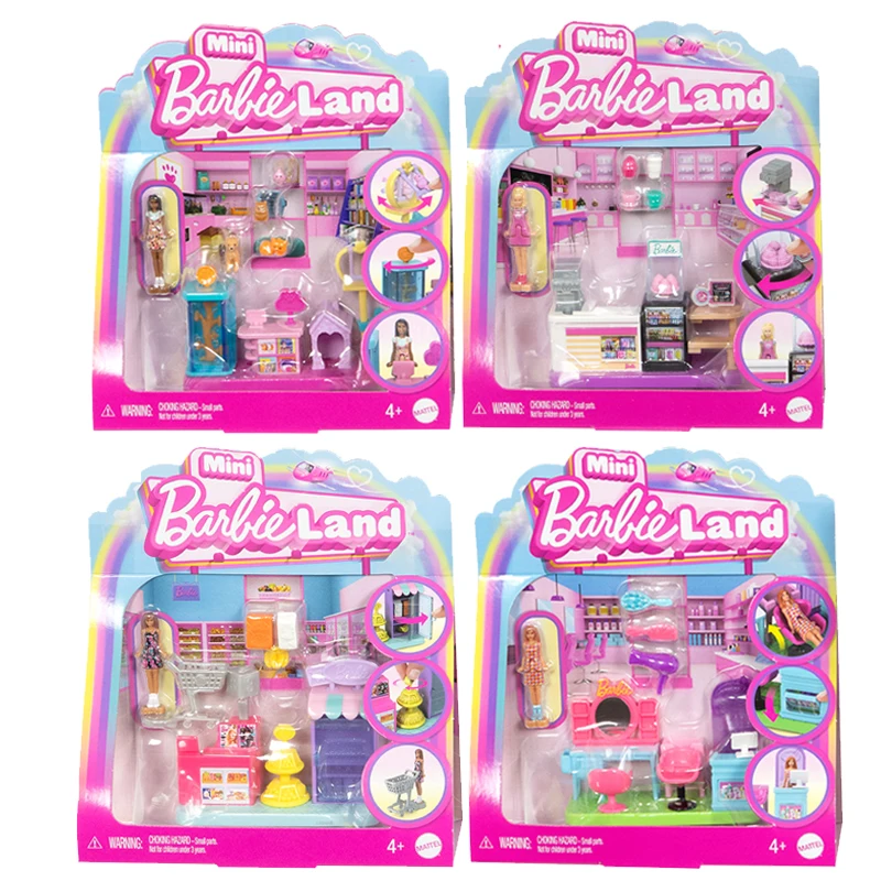Original Barbie Mini Barbieland Puppenhaus Friseursalon Haustier Boutique Supermarkt Bäckerei Spielzeug für Mädchen Zubehör Mikromöbel Original Barbie Mini Barbieland Puppenhaus Friseursalon Haustier Boutique Supermarkt Bäckerei Spielzeug für Mädchen Zubehör Mikromöbel
