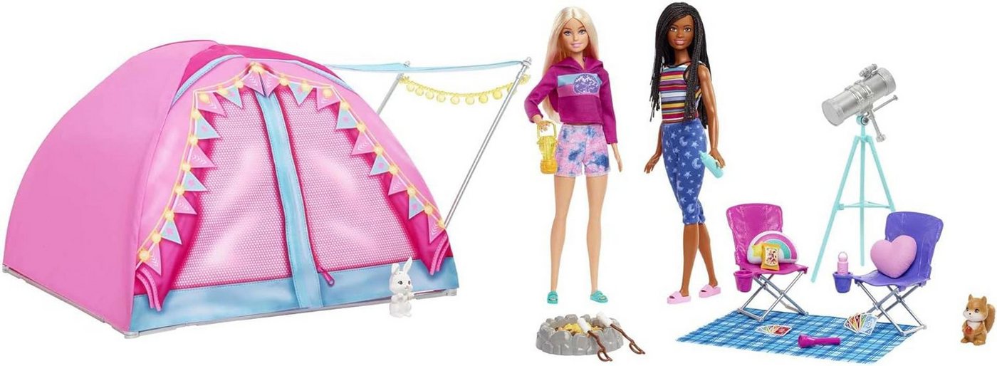 Barbie Anziehpuppe Barbie Abenteuer zu zweit Camping-Spielset m. Zelt 2 Puppen Zubehör 3+ Barbie Anziehpuppe Barbie Abenteuer zu zweit Camping-Spielset m. Zelt 2 Puppen Zubehör 3+