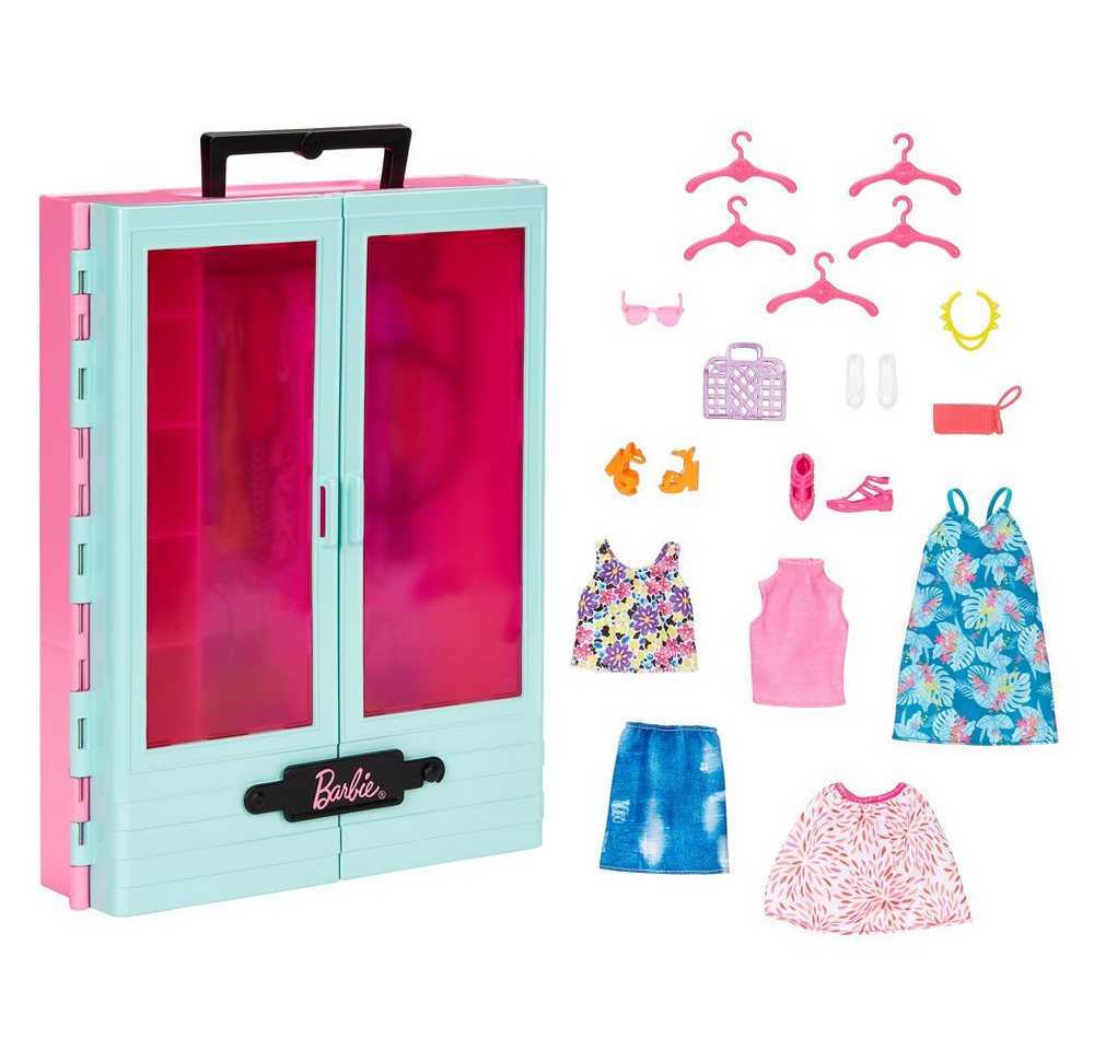 Barbie Puppenhausmöbel Barbie Kleiderschrank mit Kleidung Mattel HKR92 Möbel Spiel-Set