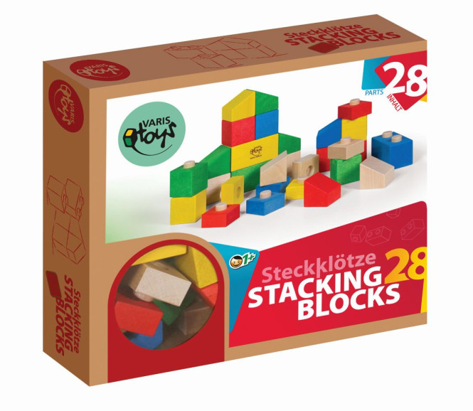 VARIS toys Bauklötze bunt 28 Teile Holz Holzbausteine aus Birkenholz FSC®