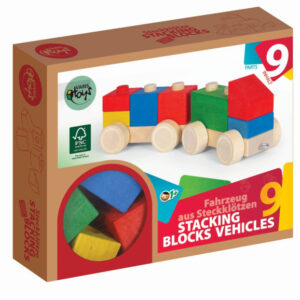 VARIS toys bunter Holzzug Holzeisenbahn 9 Teile Bauklötze Holzbausteine aus Birkenholz FSC®