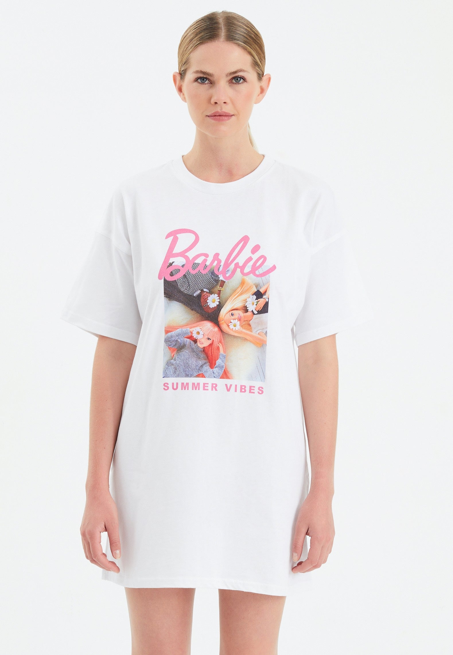 Barbie - Summer Vibes White - Kleid - Weiß - L - 80% Baumwolle