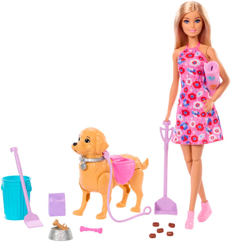 Barbie Anziehpuppe »Barbie Hundespaziergang Spielset« mit Puppe