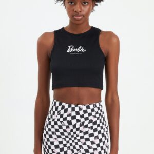 Barbie – Living My Best Life Crop – Oberteil – Schwarz – S – 95% Polyester, 5% Elastan Barbie - Living My Best Life Crop - Oberteil - Schwarz - S - 95% Polyester