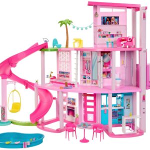 Barbie Puppenhaus Traumvilla, mit 3 Etagen, Licht- und Soundeffekt, Wendelrutsche, Balkon und Pool Barbie Puppenhaus Traumvilla