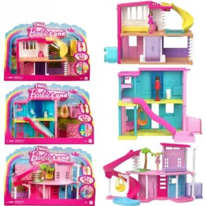 Original Barbie Mini BarbieLand Puppenhaus Set Möbelzubehör Diy Dreamhouse Spielzeug für Mädchen Aufzug Schwimmbad Szene