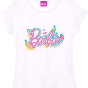 Barbie T-Shirt Barbie mit Glitzer Mädchen Jersey Kurzarmshirt aus Baumwolle Gr. 104 – 140 cm Barbie T-Shirt Barbie mit Glitzer Mädchen Jersey Kurzarmshirt aus Baumwolle Gr. 104 - 140 cm