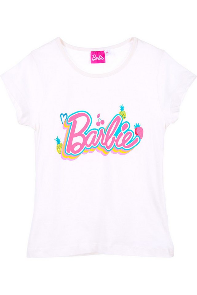 Barbie T-Shirt Barbie mit Glitzer Mädchen Jersey Kurzarmshirt aus Baumwolle Gr. 104 - 140 cm